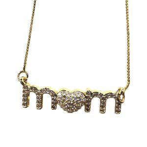 Mom Necklace 14K Gold Plated Sterling Silver chain Brass Pendant mother gift